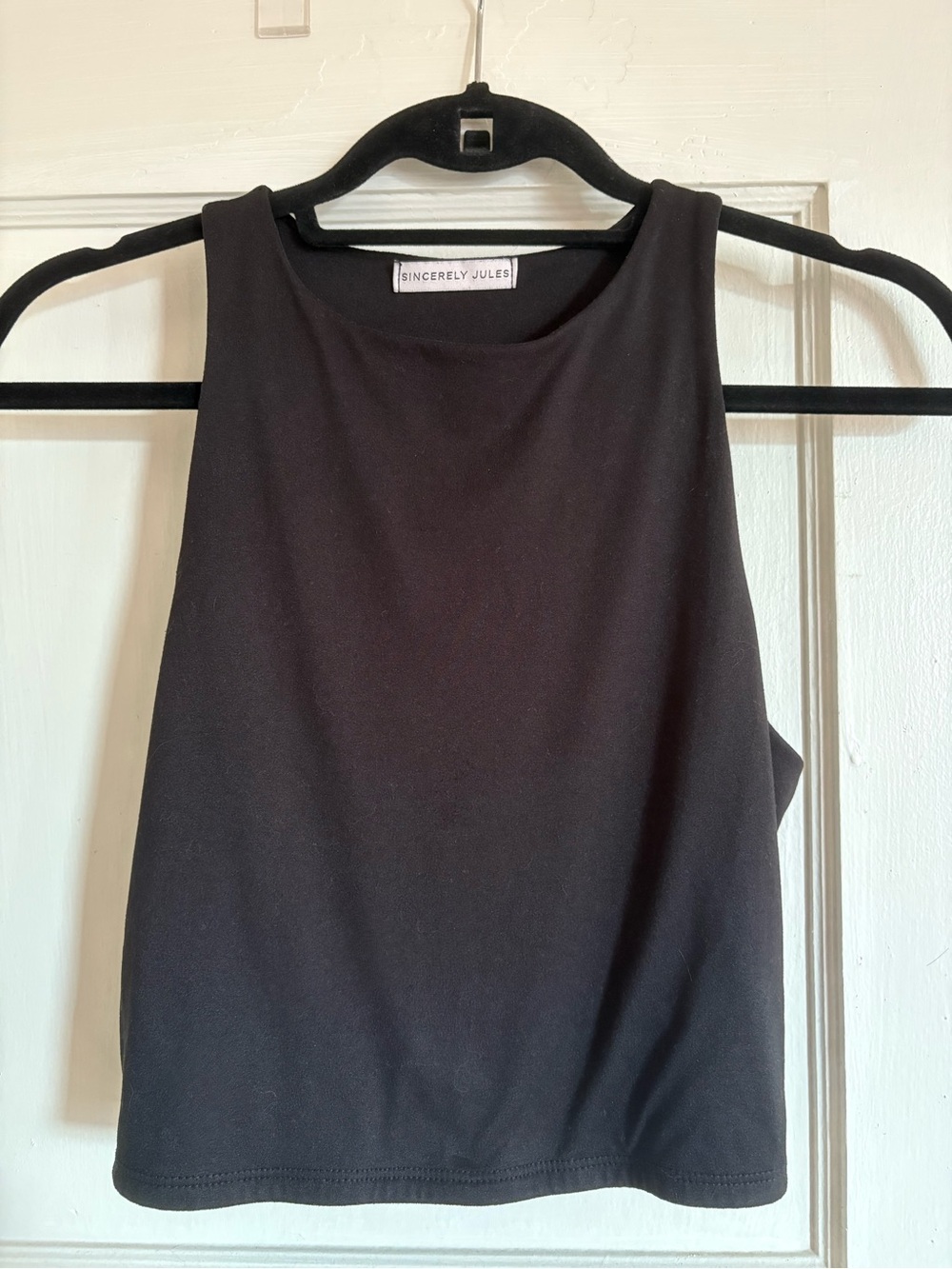 Sincerely Jules Black Ribbed High-Neck Tank